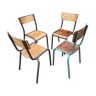 Set of 4 industrial chairs vintage school communities mullca 6