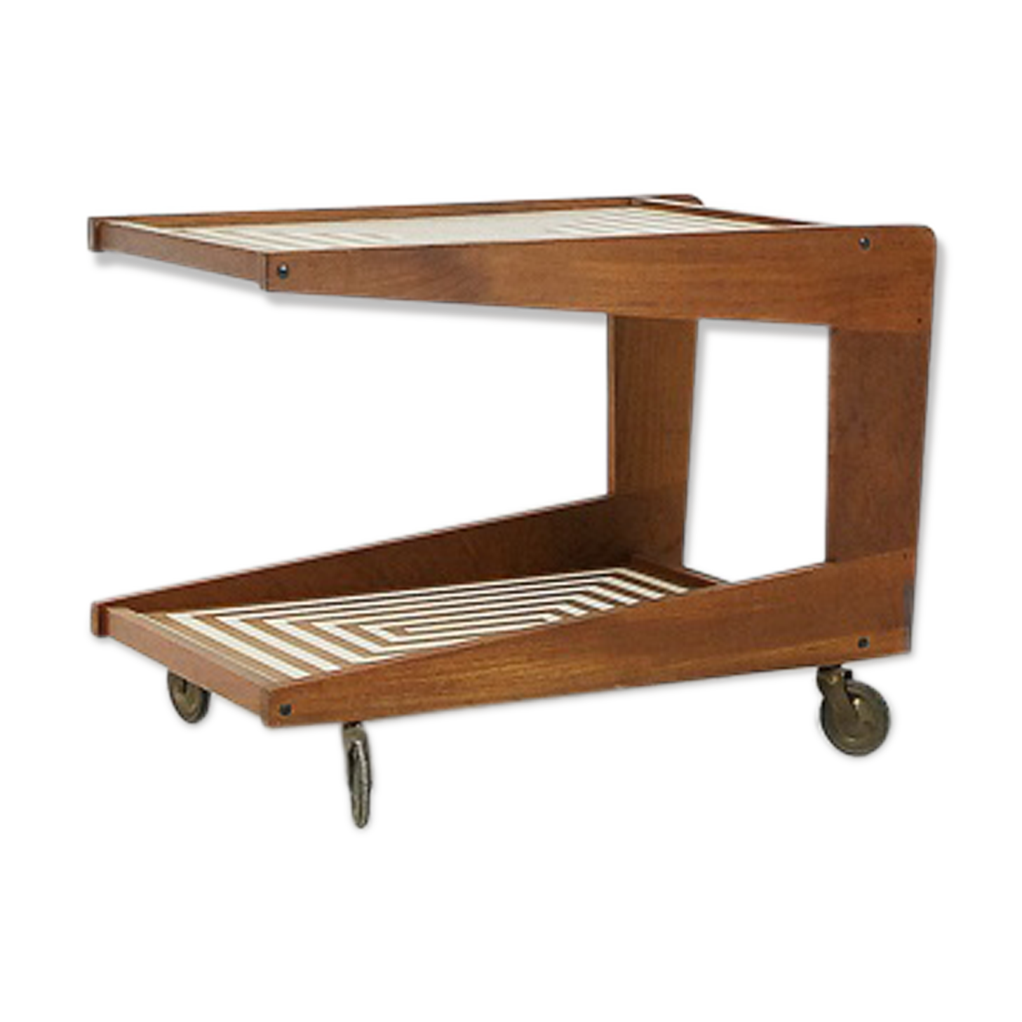 Cart bar teak with pattern maze 1960 s