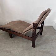 Old chaise longue wooden lounge chair Italian design from the 60s vintage