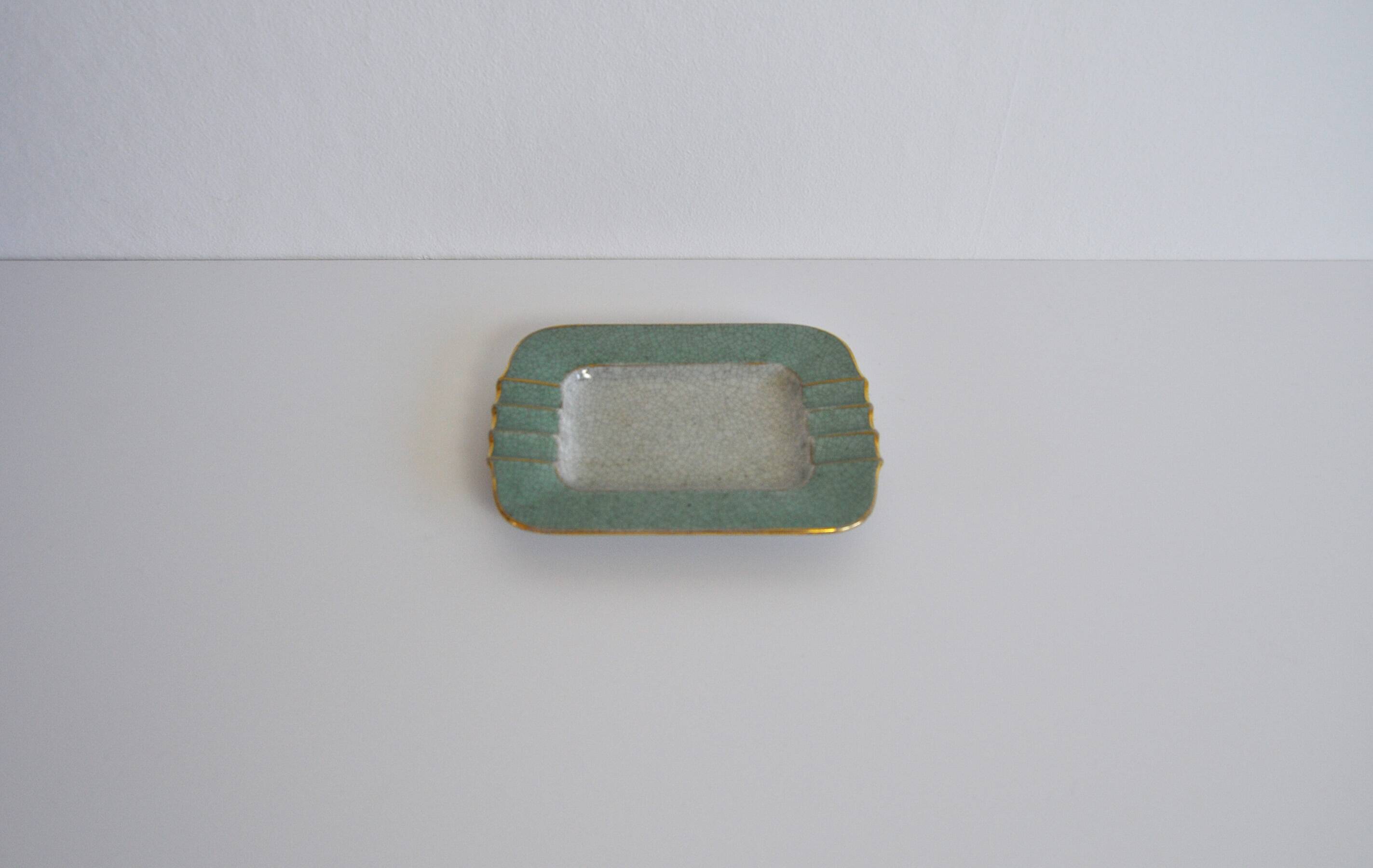 Cendrier, vide poche en porcelaine à glaçure craquelée, années 1940