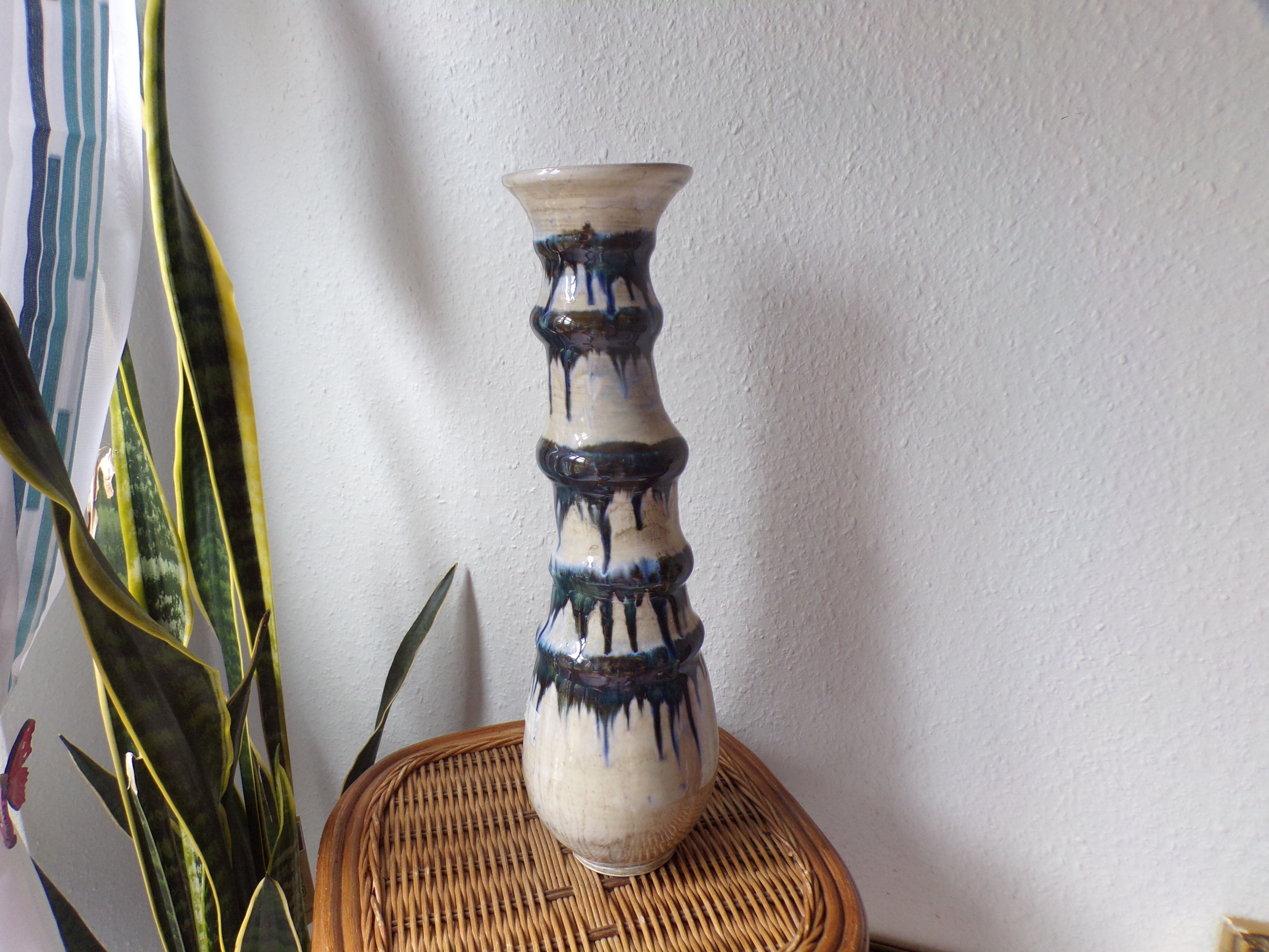 Large vintage vase in glazed ceramic
