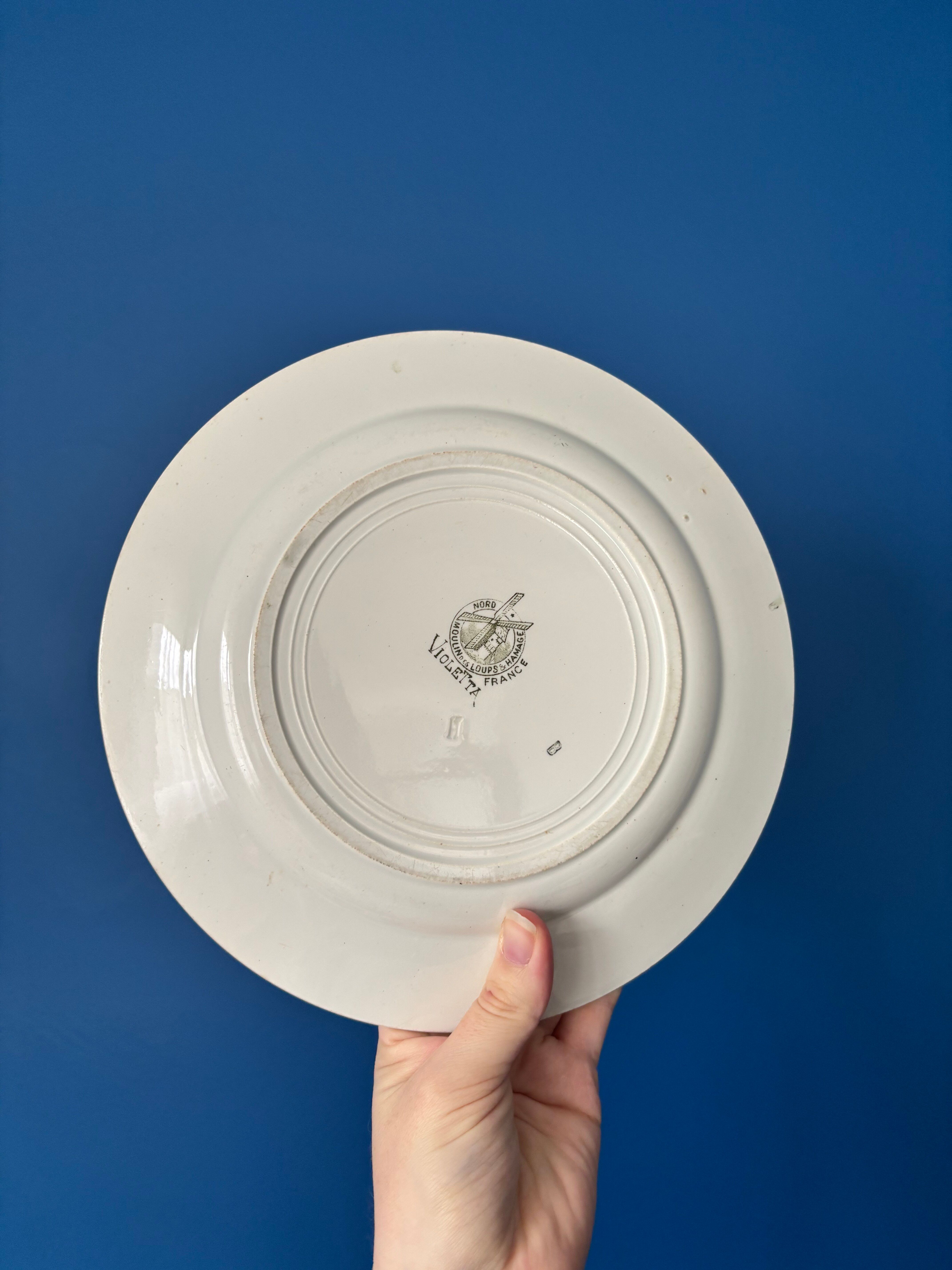 Set of 4 flat plates Terre de Fer Moulin des Loups model Violett