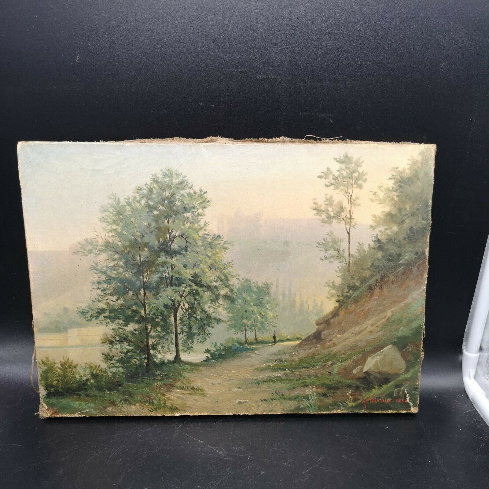 Oil on canvas painting landscape signed A Tournier 1884