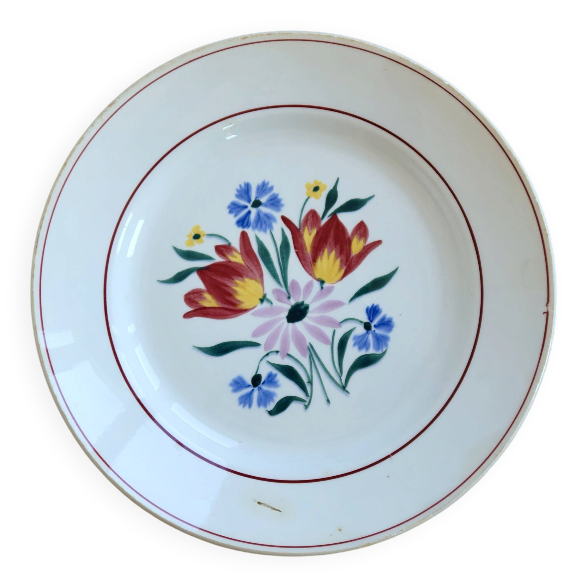 Vintage plate Céranord model Arlette – Polychrome floral earthenware