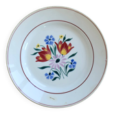 Assiette plate vintage Céranord modèle Arlette – Faïence fleurie polychrome