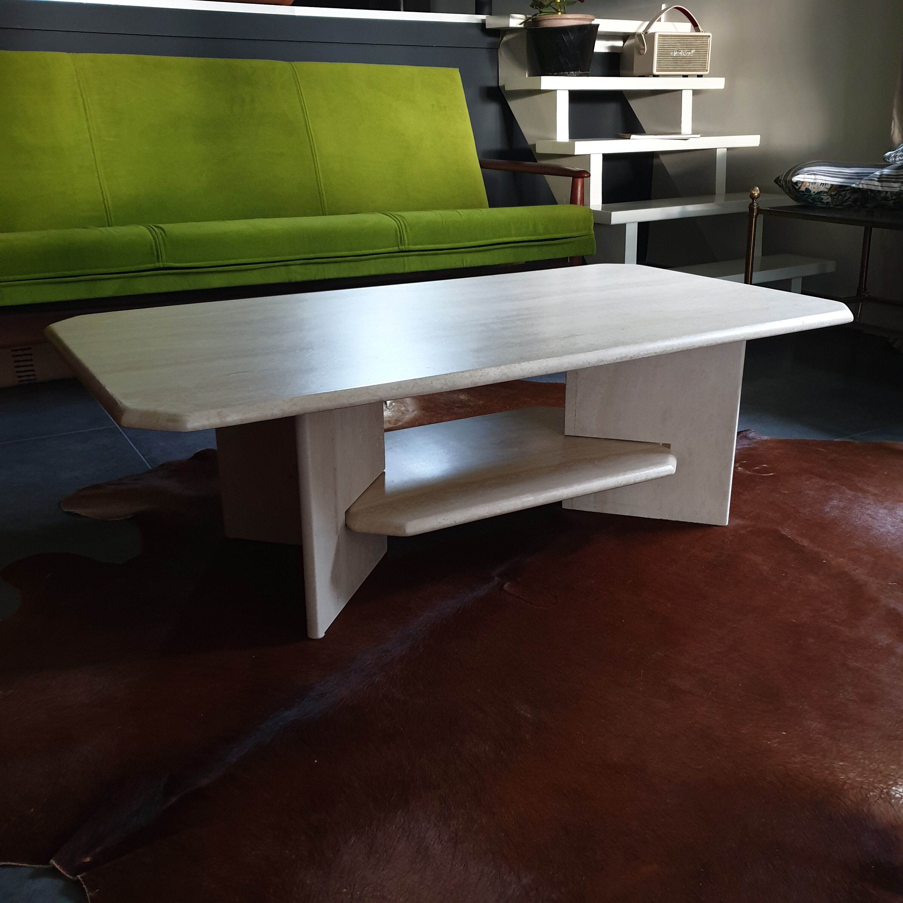 Vintage marble travertine table roset line