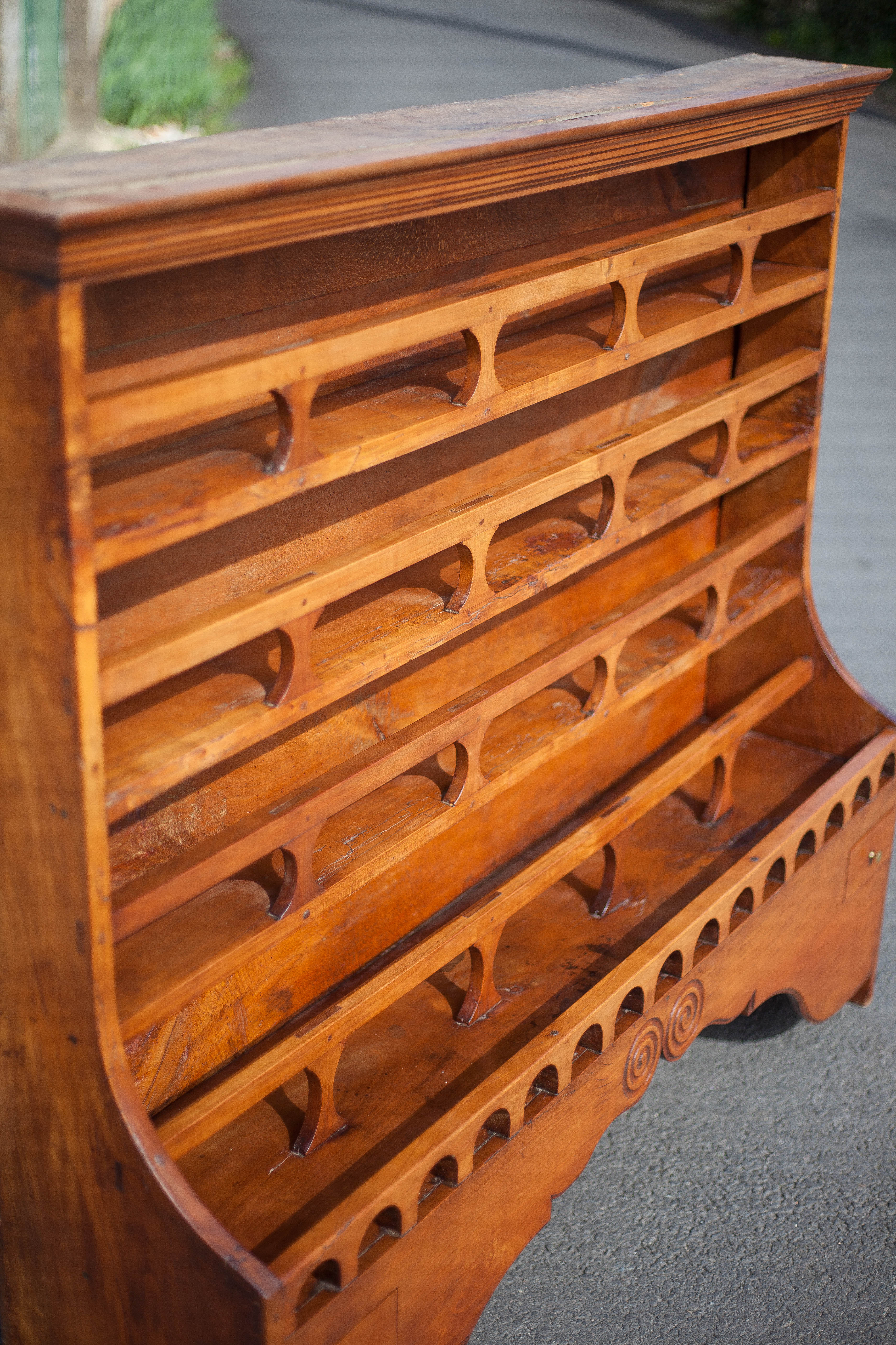 Vintage wood cabinet, high shelf, kitchen storage, countryside