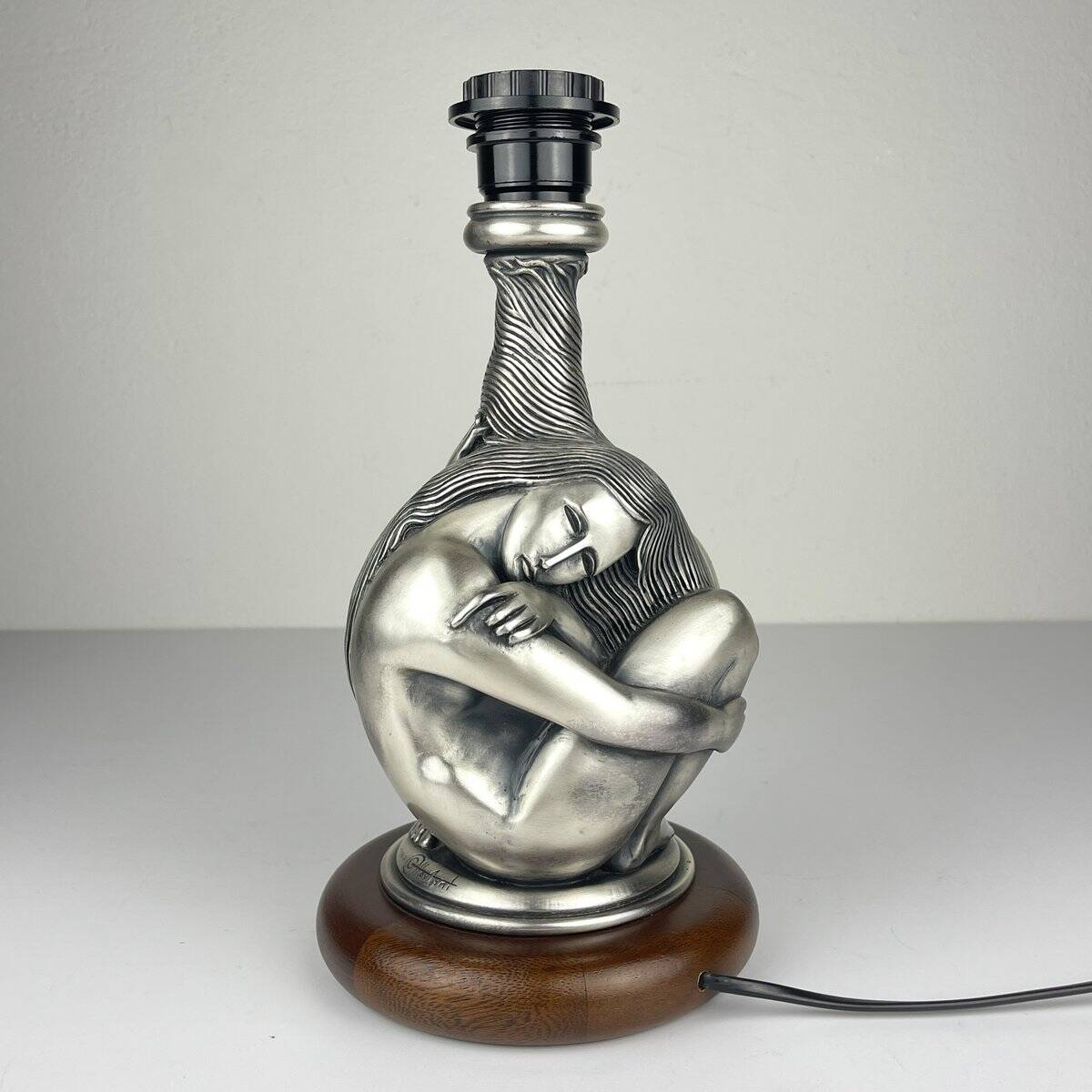 Vintage silver table lamp man and woman by Ottaviani, Italy, 1970s.