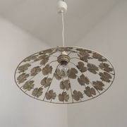 Vintage French Cream and Gold Metal Ceiling Light with Autumn Leaves 5520