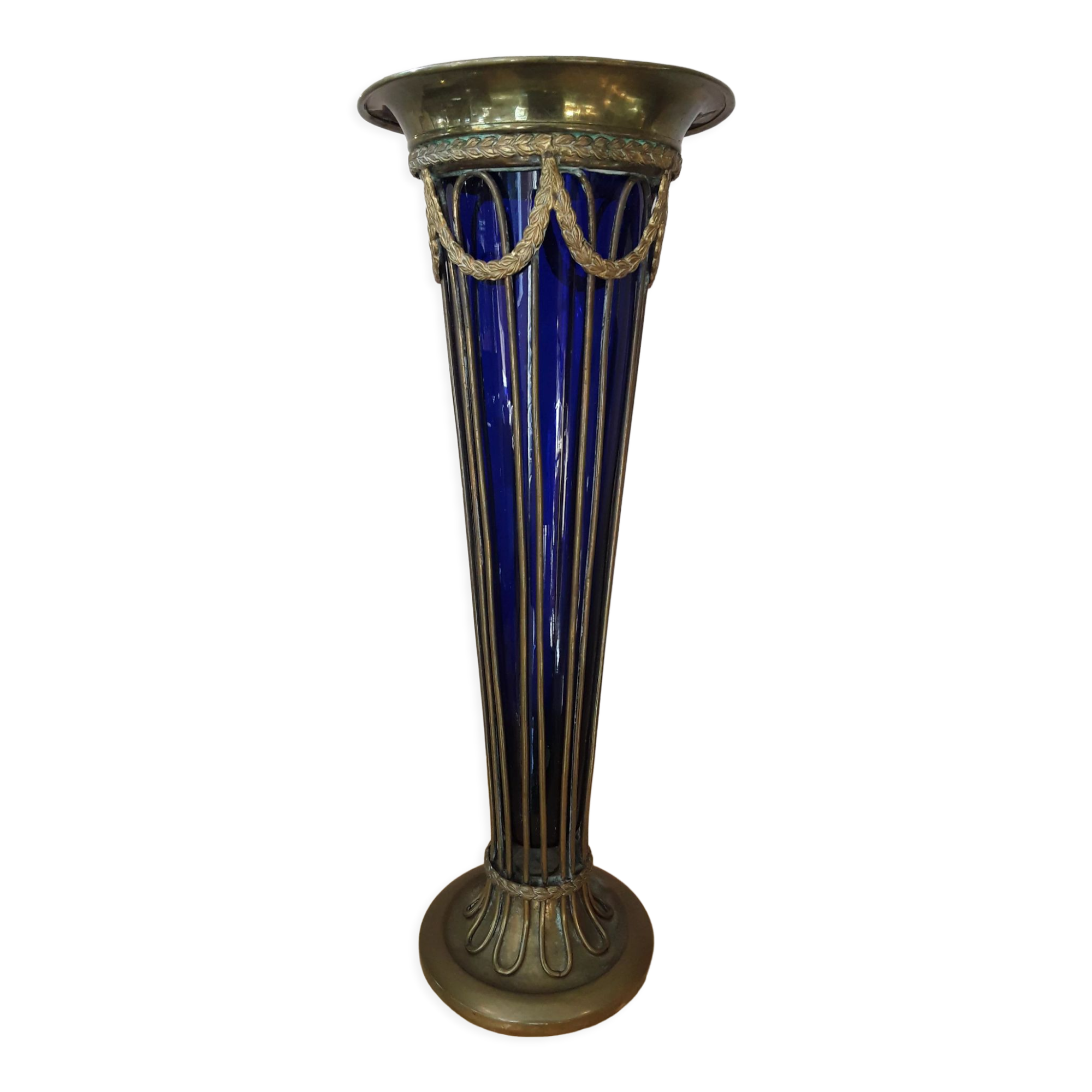 Glass and brass vase