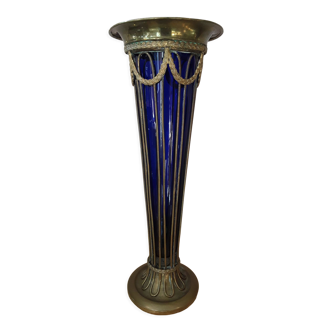 Glass and brass vase