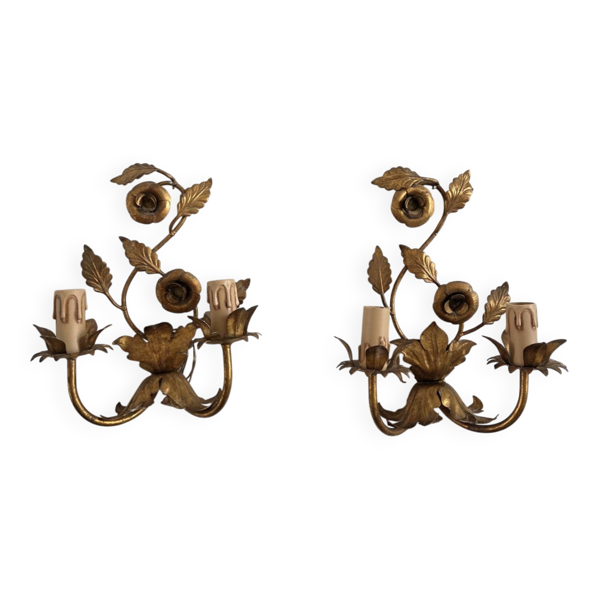 Paire d’appliques métal doré