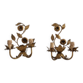 Pair of gold metal wall lights