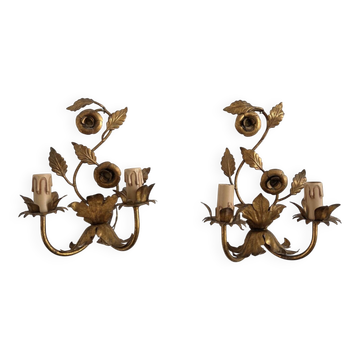 Paire d’appliques métal doré