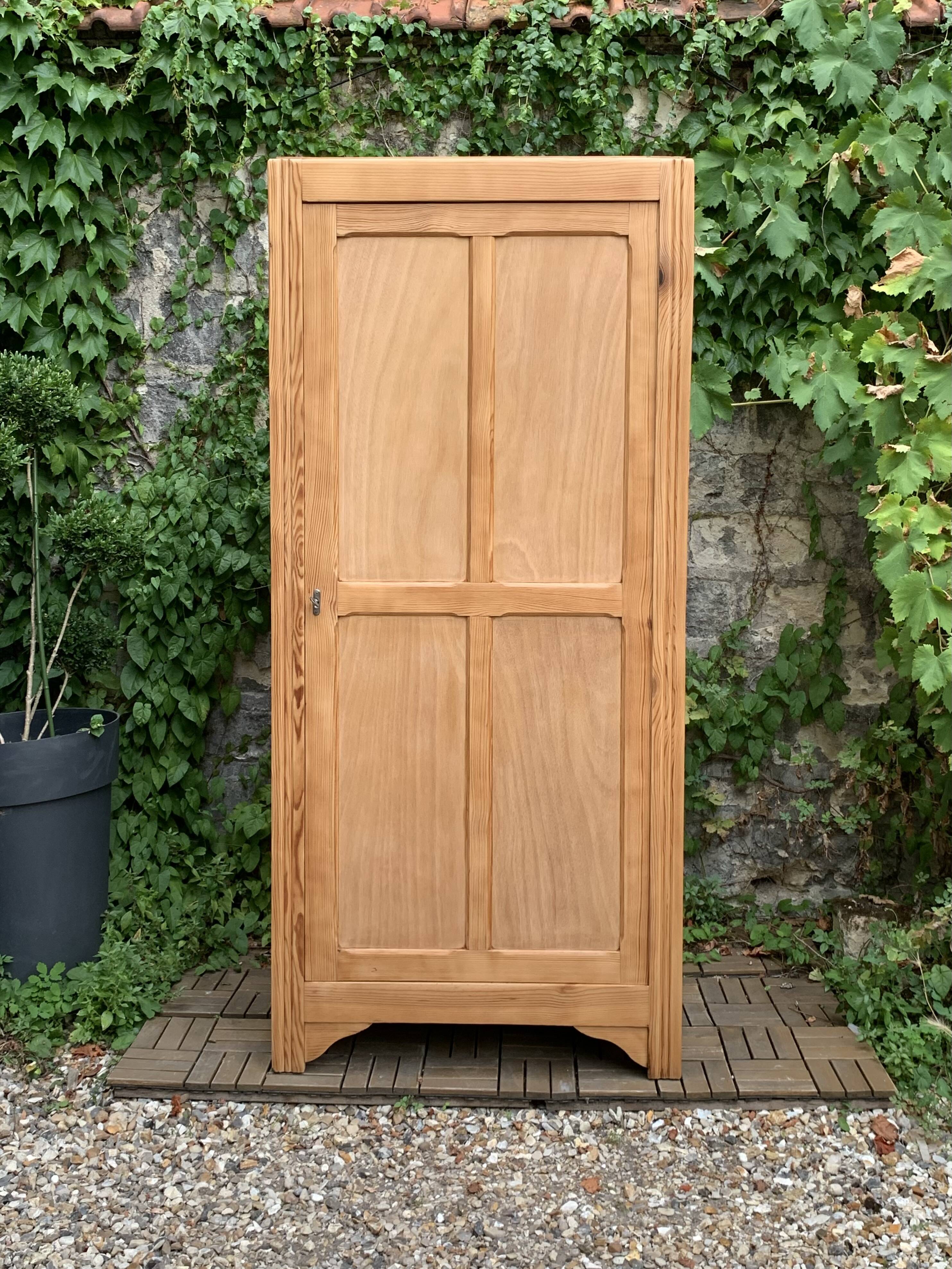 Parisian bonnet wardrobe, raw wood, 1950s