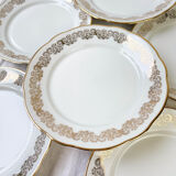 8 Flat plates porcelain white gilded CHAUVIGNY LIMOGES