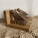 Pair of Art Deco wooden bookends carved with birds.