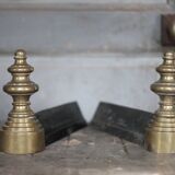 Chenets vintage, pair of chenets, fireplace accessory, brass chenets and f
