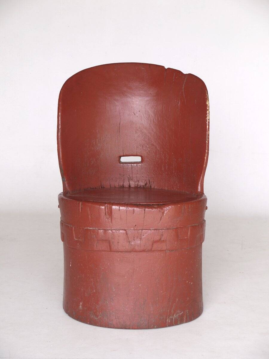 Antique Scandinavian Wooden Kubbestol Chair