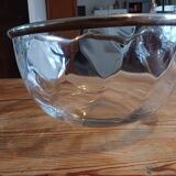 Glass and silver metal salad bowl