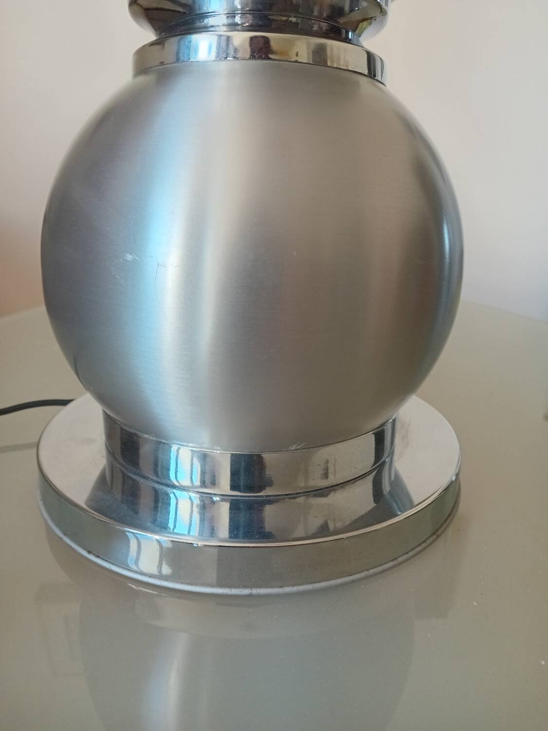 Vintage Maison Delmas lamp in brushed aluminum – Space Age design