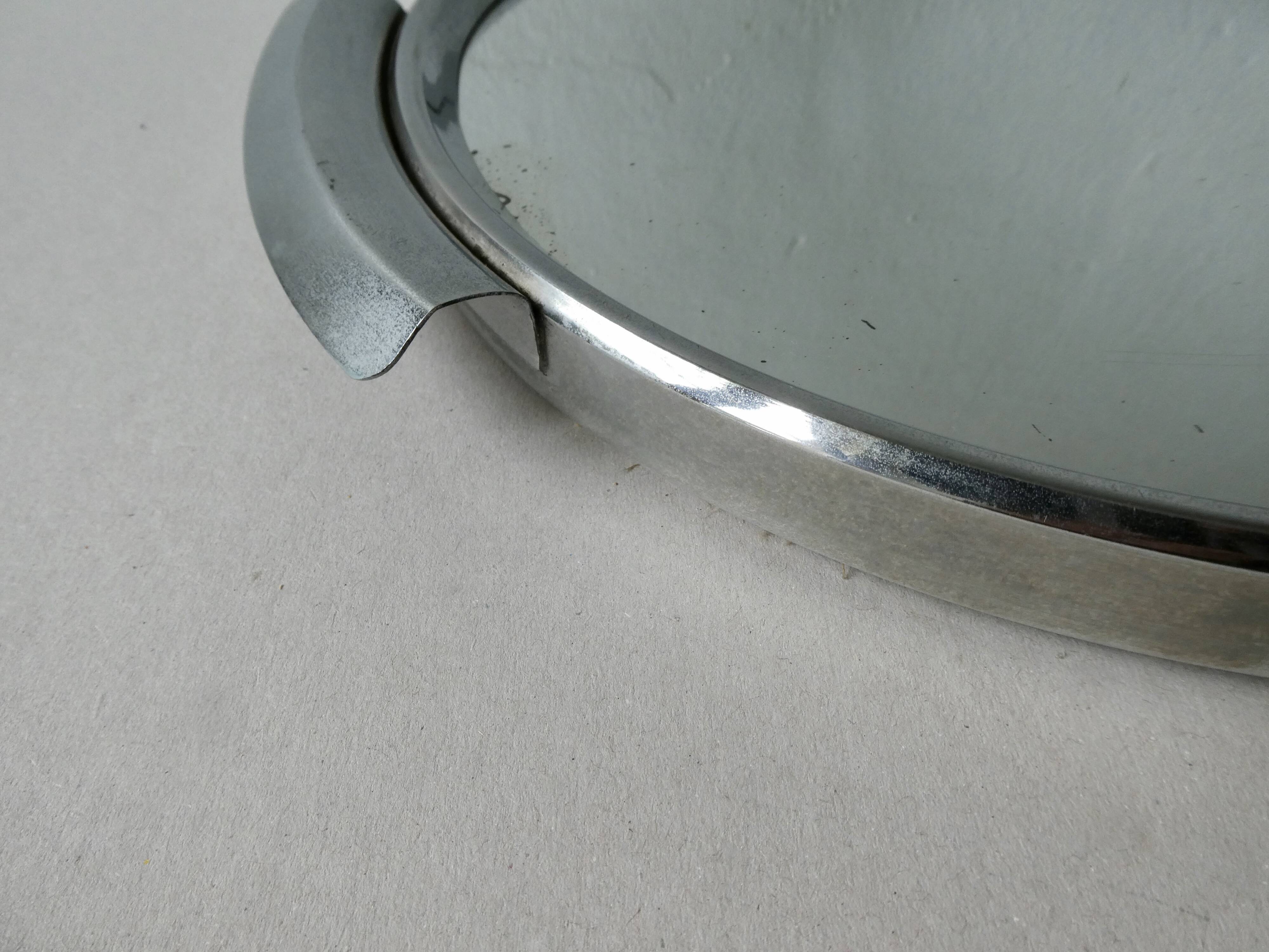 Art Deco service tray, mirror and chrome, 33 cm