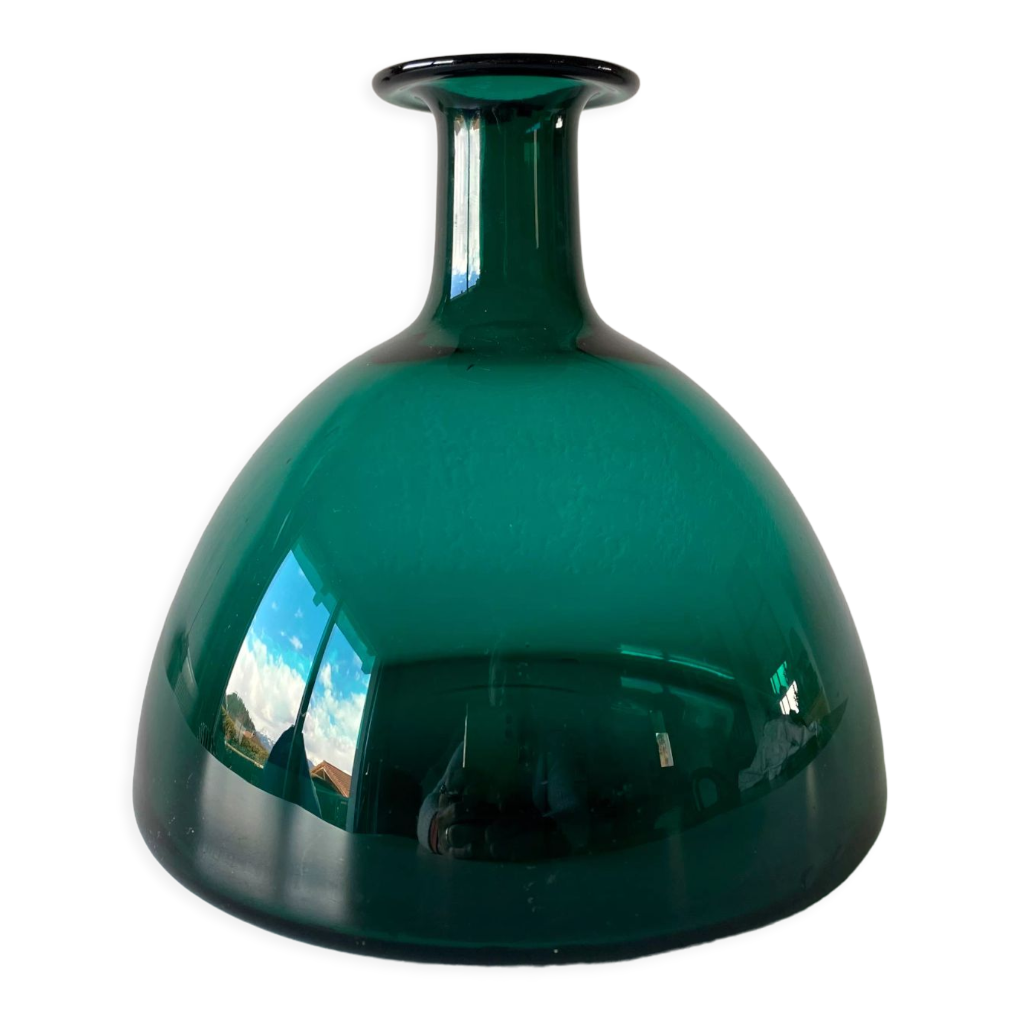 Blown glass vase signed holmegaard 1961