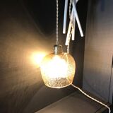 2 bubble blown glass pendant lamps