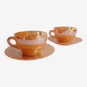 2 large Mexican termocrisa cups and saucers