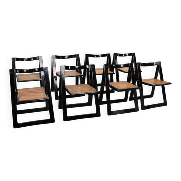 Set of eight folding dining chairs designed by Aldo Jacober for Alberto Bazzani