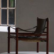 Arne Norell, Pair of "Sirocco" Safari armchairs in ash and green leather, 1960s.