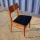 6 scandinavian chairs in wood and black leather
