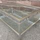Brushed Aluminum and Brass Coffee Table by Guy Lefevre for Maison Jansen, 1970s