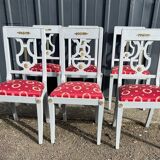 Six Lyres Chairs, Restoration Style, Lacquered in Grey