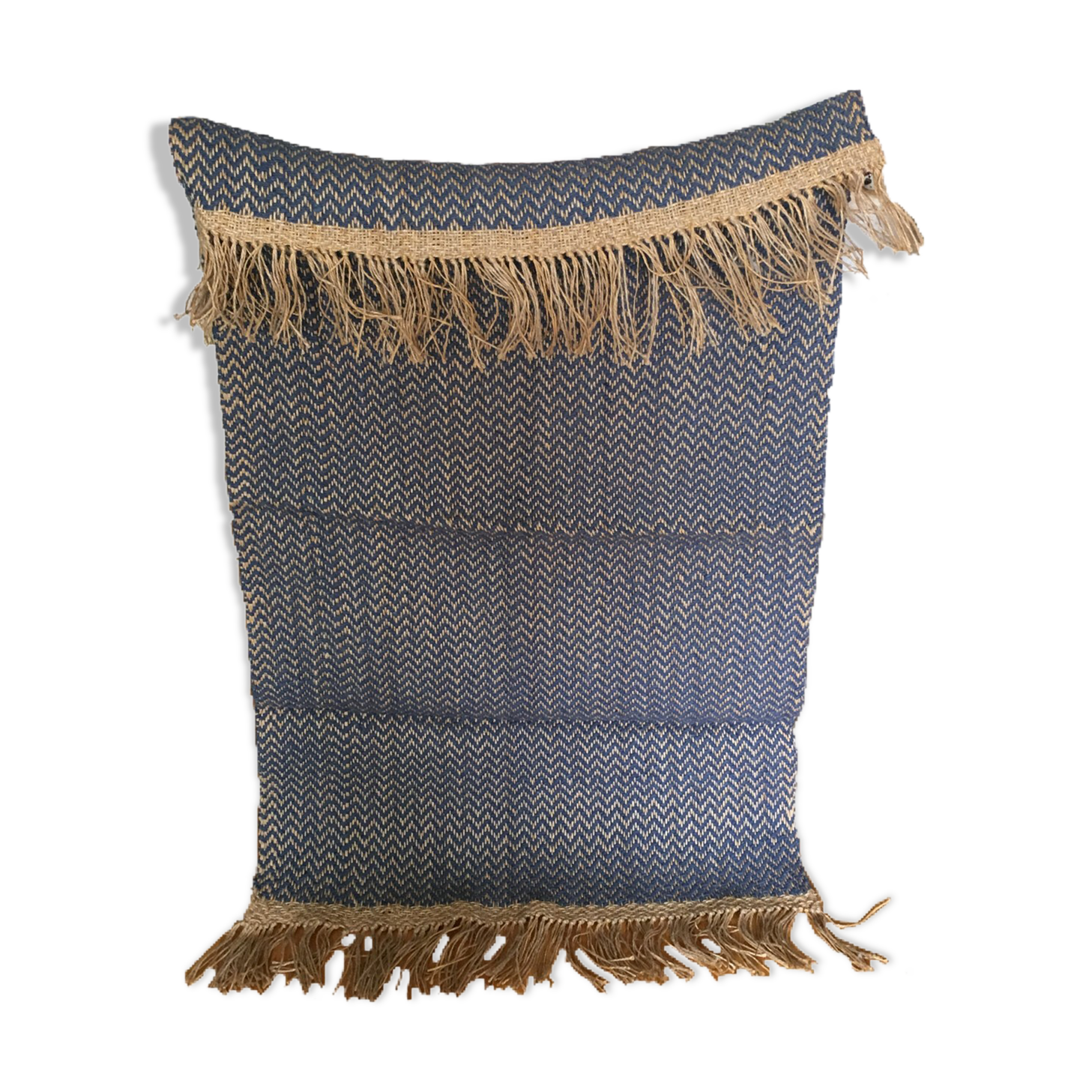 Hemp and wool woven carpet - 132x72cm