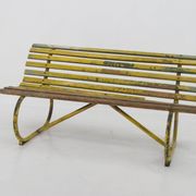Banc vintage en bois et fer, années 1930