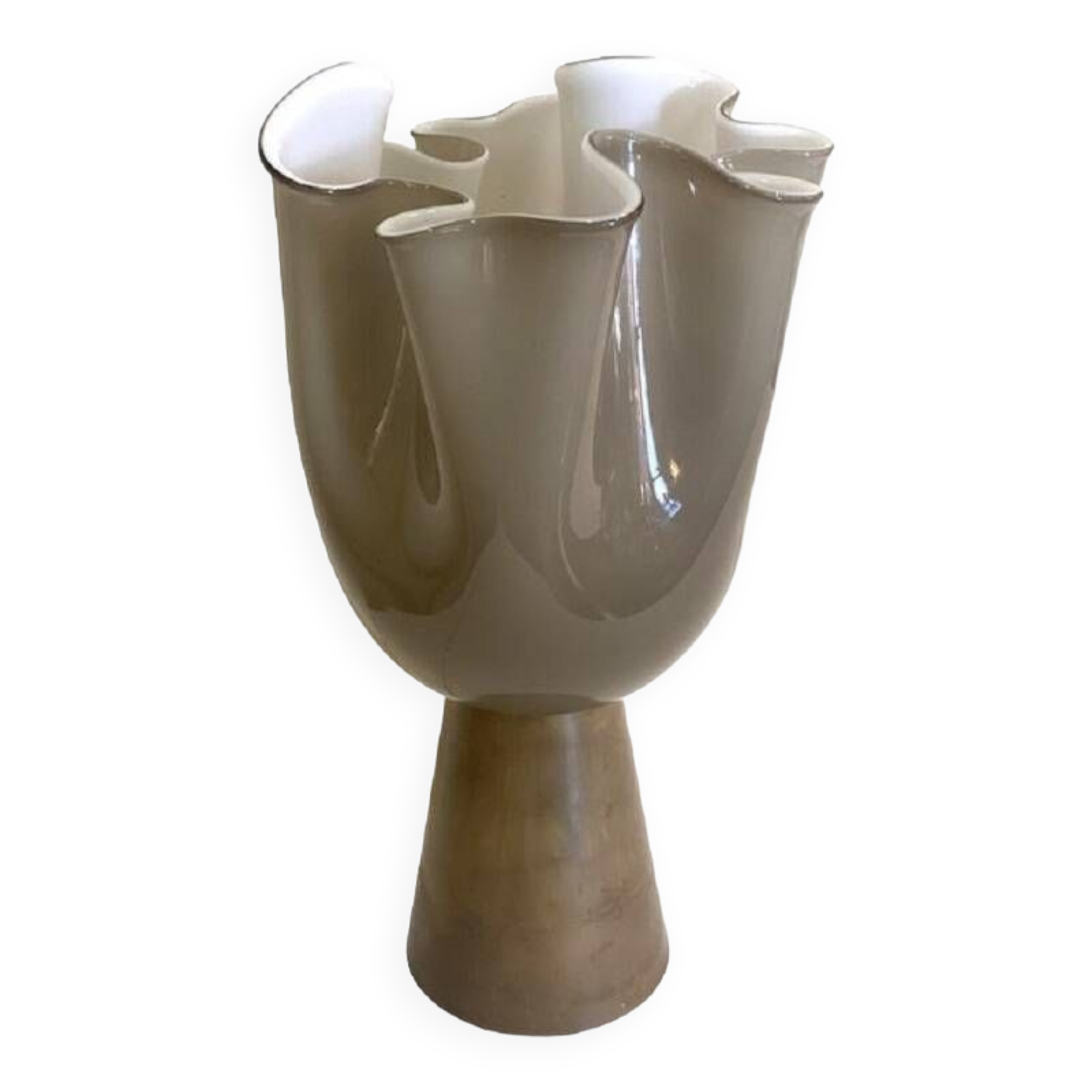 Contemporary Milky-Beige Murano Style Glass Table Lamp