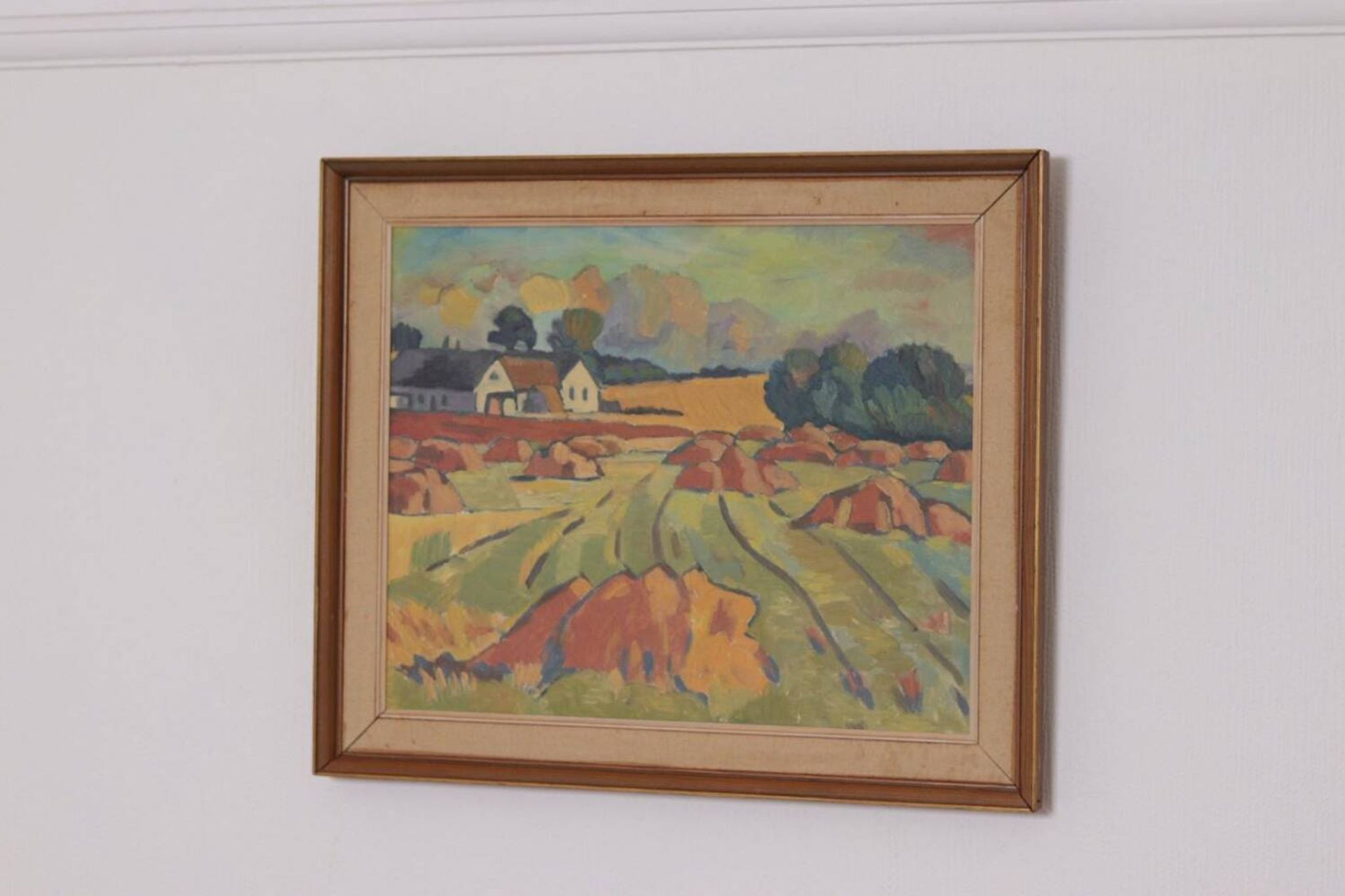Huile sur toile originale suédoise – “Landskap” – Vintage et encadrée