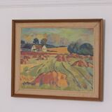 Original Swedish Oil on Canvas – “Landskap” – Vintage & Framed