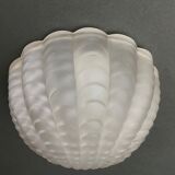 Wall lamp in frosted glass Art Deco 1950 scallop shell