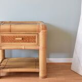 Bedside bamboo table with drawer 1980