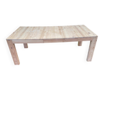 Brutalist Scandinavian dining table, extendable, renovated in solid pine from the 90s.