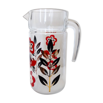 White screen-printed glass pitcher