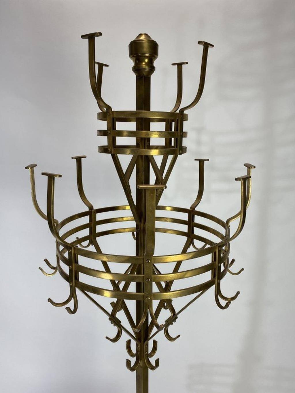 Large brass coat rack Secession by Adolf Loos