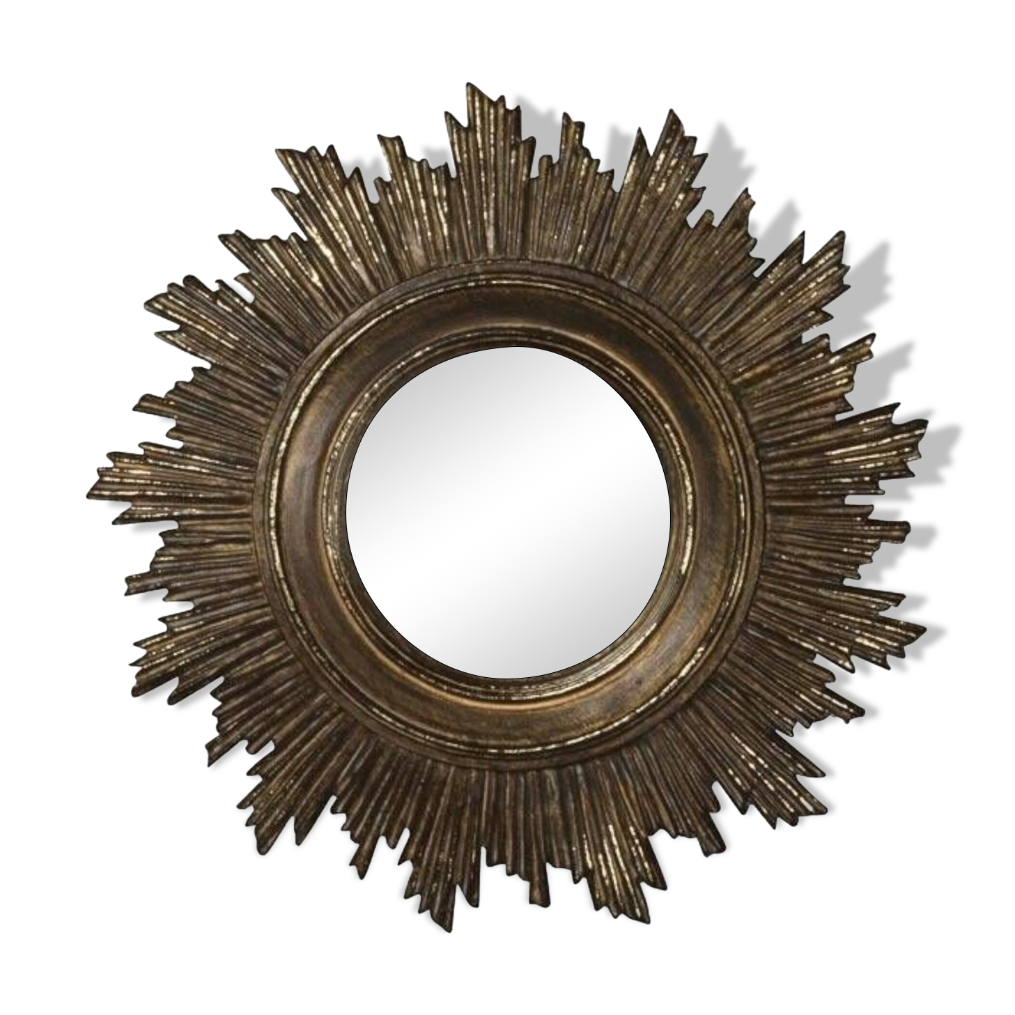 Antique golden sun convex mirror