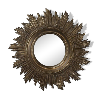 Antique golden sun convex mirror