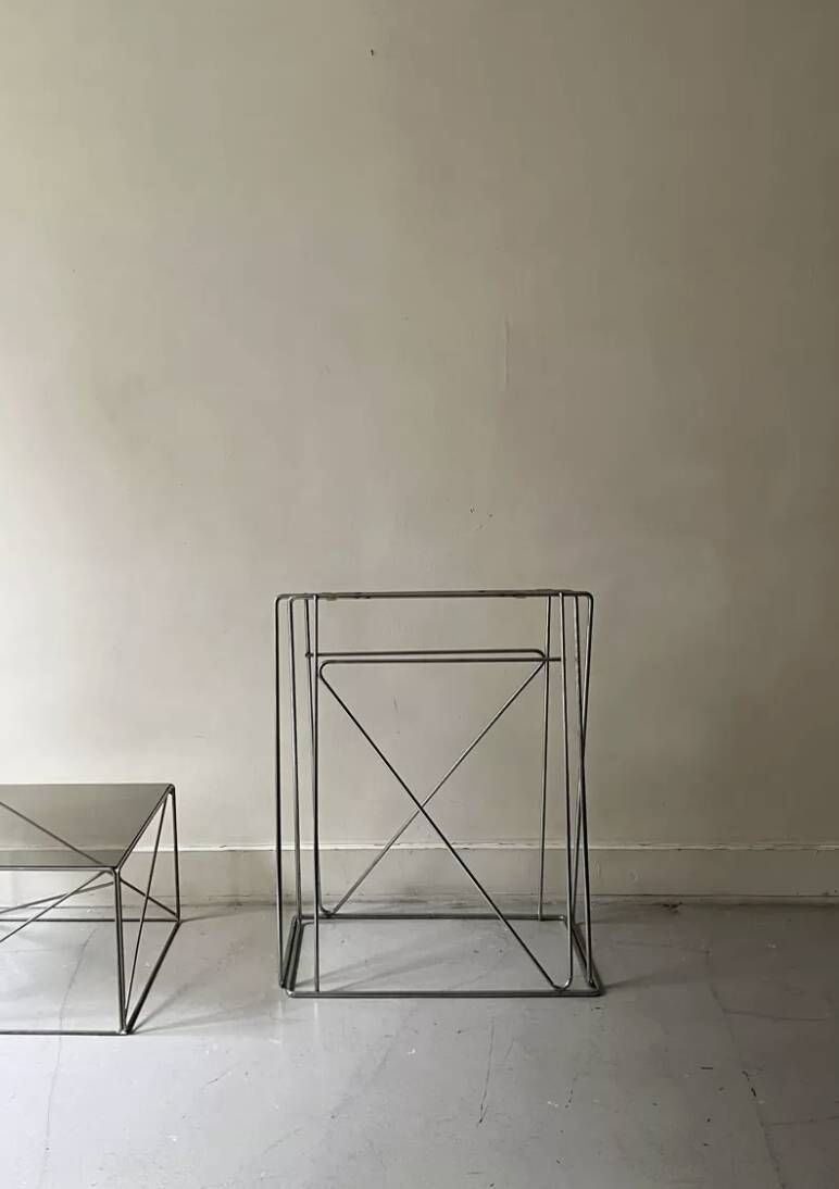 Large smoked glass and chrome metal desk, Sauze design 1970.