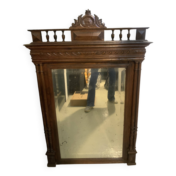 ancien trumeau miroir de cheminée en bois