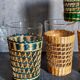 Four long drink glasses in vintage woven rattan cases