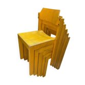 Set of five 1950s wooden chairs